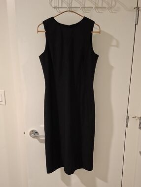 Esprit Vintage 90's Ultra Fine Black Wool Summer Sheath/Column Dress (Size US 8)